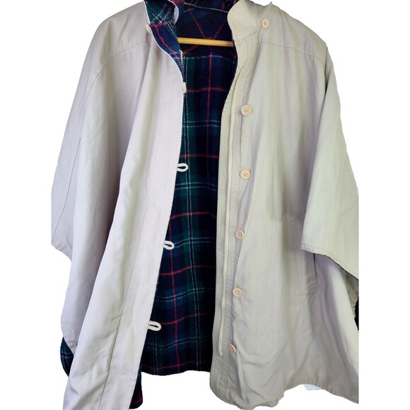 Vtg London Fog Women's Reversible Hoodie CapePoncho Plaid Wool Blend Coat Size M - Picture 8 of 12